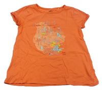 Oranžové tričko s nápisem zn. Topolino