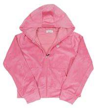 Růžová crop propínací sametová mikina s kapucí Primark