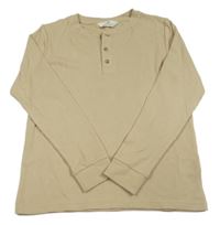 Béžové žebrované triko s knoflíčky H&M