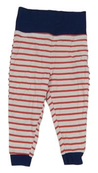 Bílo-červeno-tmavomodré pruhované lehké tepláky Lupilu