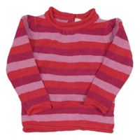 Růžovo-červený pruhovaný žinylkový svetr zn. C&A