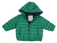 Zelená šusťáková prošívaná zateplená bunda s kapucí zn. V by Very