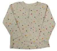 Béžové žebrované triko s barevnými obrazci Primark