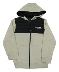 Smetanovo-černá propínací mikina s kapucí Matalan