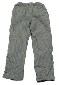 Šedé pruhované podšité chino kalhoty 