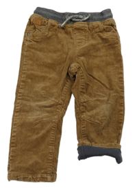 Hnědé podšité manšestráky s úpletovým pasem Next