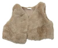 Pudrová kožešinová podšitá crop vesta Next