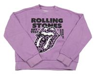 Fialová mikina s potiskem - Rolling Stones 