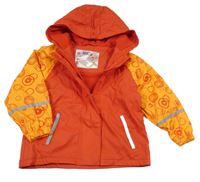 Červeno-pomerančová vzorovaná nepromokavá jarní bunda s kapucí Lupilu