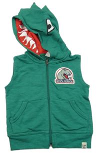 Zelená tepláková vesta s nášivkou a kapucí - dino GAP