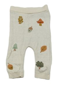 Smetanové pletené tepláky s obrázky Tu