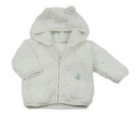 Bílá chlupatá propínací mikina s kapucí Ergee