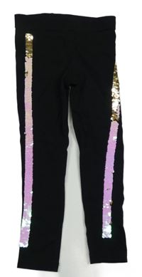 Černé legíny s pruhem z flitrů George