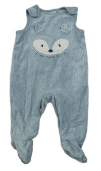 Modré žebrované sametové dupačky s lišákem C&A