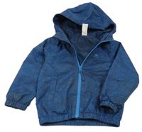 Tmavomodrá vzorovaná šusťáková jarní bunda s kapucí Decathlon