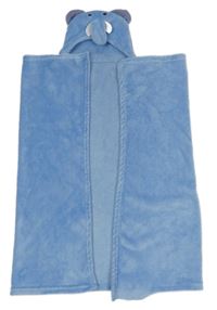 Modrá chlupatá zavinovací deka s kapucí - slon
