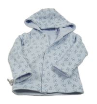 Světlemodrá vzorovaná lehce zateplená oboustranná mikina s medvědy a kapucí Nutmeg