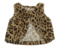 Hnědá leopardí kožešinová vesta 