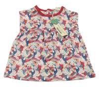 Nové - Růžovo-zeleno-modrá vzorovaná tunika s tukany 