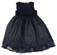 Tmavomodré saténové/tylové šaty S. Oliver