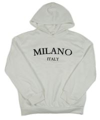 Bílá mikina s nápisem a kapucí shein