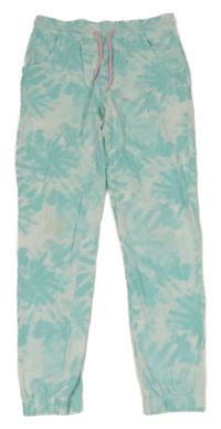 Bílo-světlemodré batikované lehké tepláky 