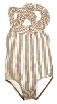 Bílo-béžové pruhované jednodílné plavky H&M