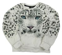 Bílo-černá plyšová mikina s leopardem C&A