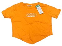 Oranžové crop tričko s nápisem zn. Pep&Co