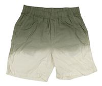 Khaki-bílé ombré plátěné kraťasy H&M