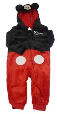 Černo-červená plyšová kombinéza s kapucí - Mickey Disney
