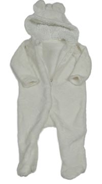 Bílá plyšová kombinéza s hvězdami a kapucí zn. Pep&Co