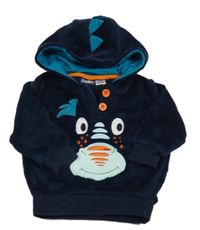 Tmavomodrá plyšová mikina s obličejem a kapucí Lupilu