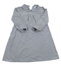 Bílo-modro-stříbrné pruhované šaty s límečkem 