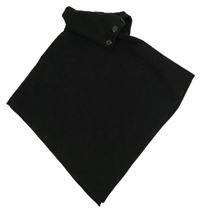 Černé vlněné pončo s límcem a knoflíky