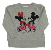 Šedý svetr s Minnie a Mickeym GAP