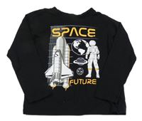 Černé triko s raketou a astronautem Dopodopo
