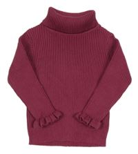 Vínový žebrovaný svetrový rolák Matalan