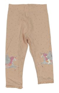 Růžové legíny s hvězdami a jednorožcem 