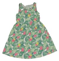 Smetanovo-zelené šaty s listy Y.F.K.