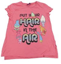 Růžové tričko s nápisy z flitrů - Trollové George