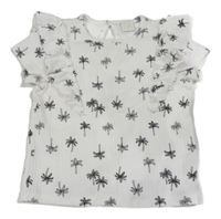 Bílé žebrované tričko s palmami H&M