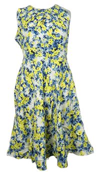 Dámské modro-žluto-bílé kytičkované šaty Dorothy Perkins