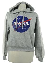 Dámská šedá mikina s logem NASA a kapucí H&M