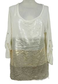 Dámská smetanovo-zlatá tunika s flitry 