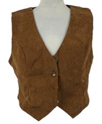 Dámská hnědá manšestrová crop vesta Shein 