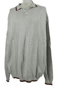 Pánský šedý pruhovaný svetr s límečkem Next 