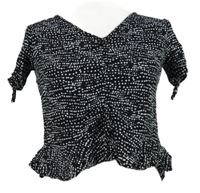 Dámská černo-bílá puntíkovaná crop halenka Colloseum 