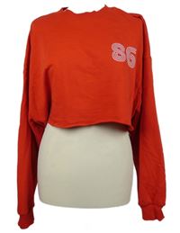 Dámská červená crop mikina s číslem Primark 