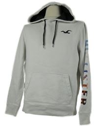 Pánská bílá mikina s potiskem a kapucí Hollister 